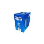 Cable UTP 4 pares gris Cat6 CM Newlink, caja azul con logotipo y orificio de salida del cable