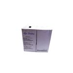 Cable UTP caja Draka gris Cat5e CM, vista posterior de la caja con especificaciones técnicas y logo de Prysmian Group