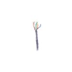 Cable UTP caja Draka gris Cat6 CM, primer plano del extremo pelado mostrando los pares de hilos de colores internos