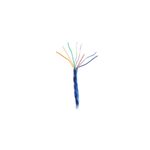 Cable UTP caja Draka azul Cat5e CM, detalle del extremo pelado mostrando los hilos de colores internos