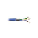Cable UTP caja Draka azul Cat6 LSZH, corte transversal que muestra el recubrimiento azul y los pares de hilos internos