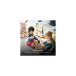 Cámara smart resolución 2K para interior Nexxt, gráfico de detección de movimiento con dos niños jugando en el piso