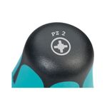 Set de 6 destornilladores Phoenix Contact, primer plano del mango negro y turquesa con marca PZ 2 y símbolo de punta
