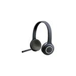 Audífono inalámbrico micrófono H600 negro Logitech, vista frontal enfocando el micrófono extendido y las almohadillas