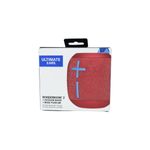 Parlante portátil inalámbrico Wonderboom rojo Logitech, caja blanca con ilustración del equipo y logo de Ultimate Ears