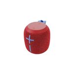 Parlante portátil inalámbrico Wonderboom rojo Logitech Ultimate Ears, vista diagonal del equipo con detalle de tela roja