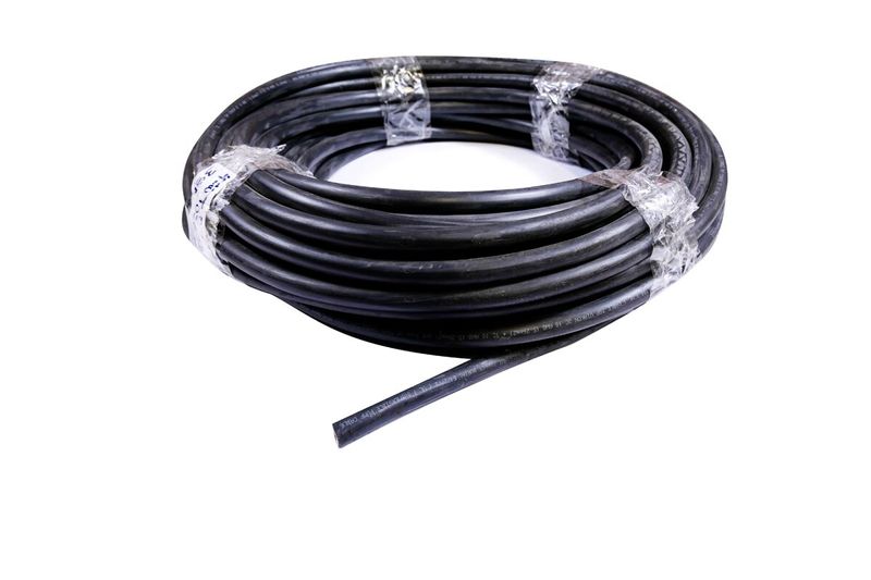 Cable protoduro TGP Conducen de 4 x 10 negro, carrete enrollado sujeto con cintas plásticas transparentes