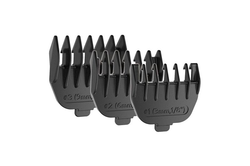 Kit de afeitadora negro todo en 1 Remington, tres peines guía de plástico negro con medidas de 3 mm, 6 mm y 9 mm