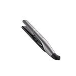 Plancha alisadora Remington ProLuxe, vista lateral en color plateado con pantalla digital encendida y botones de control