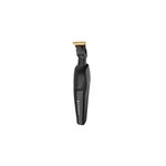 Rasuradora T-Series Remington, vista frontal del dispositivo en color negro con cabezal dorado