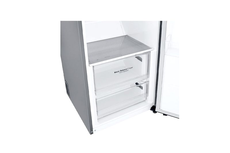Refrigerador LG Inverter 14 pies B-Thor acero inoxidable LG, detalle interno de los cajones transparentes para vegetales