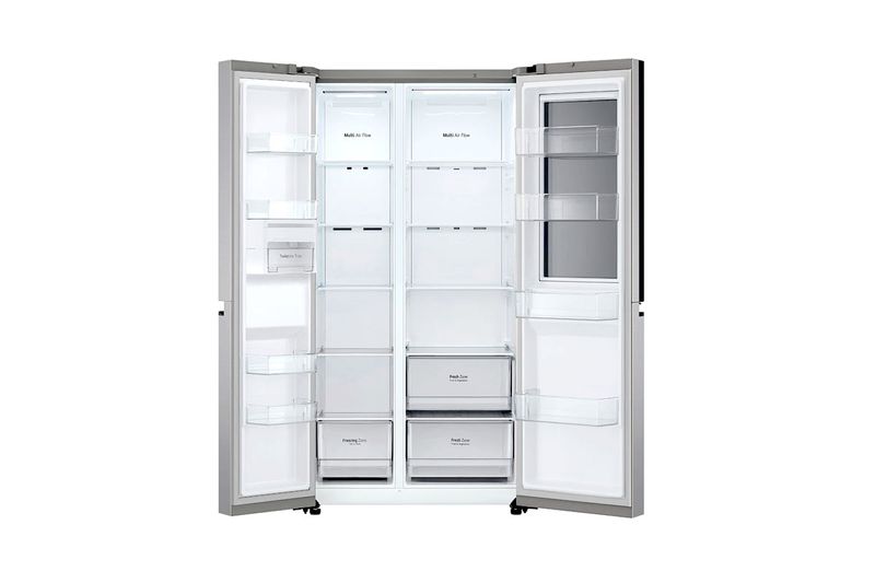 Refrigerador Inverter InstaView Door in Door sin dispensador negra 789L silver LG, vista frontal con puertas abiertas
