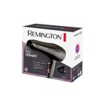 Secadora de cabello Pro Ceramic 2 velocidades Remington, en su caja blanca con ilustración del equipo negro