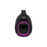 Bocina Bluetooth Xboom Go XG8T 60W LG, vista frontal con anillo de luz LED púrpura encendido y asa negra