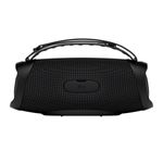 Bocina Bluetooth Xboom Go XG8T 60 W LG, vista frontal de color negro con asa metálica y logo central