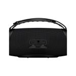 Bocina Bluetooth Xboom Go XG8T 60W LG, vista posterior con puertos de conexión y asa de transporte negra