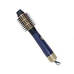 Cepillo de cabello Sapphire Luxe Remington, vista lateral del dispositivo en color azul y dorado con cerdas negras