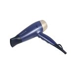 Secadora de cabello Sapphire Luxe Remington azul marino, vista lateral completa con boquilla negra y detalle dorado