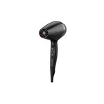 Secadora de cabello Supercare Pro con turmalina Remington, vista lateral del equipo en color negro con botones y cable