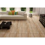 Baldosa 62 x 62 Laminum Mix Plus Madera Satinado Cecafi, instalada en piso de sala con sofá y mesa de centro