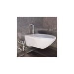 Fluxómetro pedal WC 32-38 mm codo 4.8 l cromo Helvex, instalado en sanitario blanco suspendido sobre pared de mármol