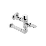 Fluxómetro pedal WC 32-38 mm codo 4.8 L cromo Helvex, vista lateral del mecanismo con pedal estriado y acabado brillante