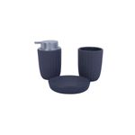Juego accesorios para baño cerámica azul 22x18 3 piezas Concepts, dispensador, jabonera y porta cepillos con textura