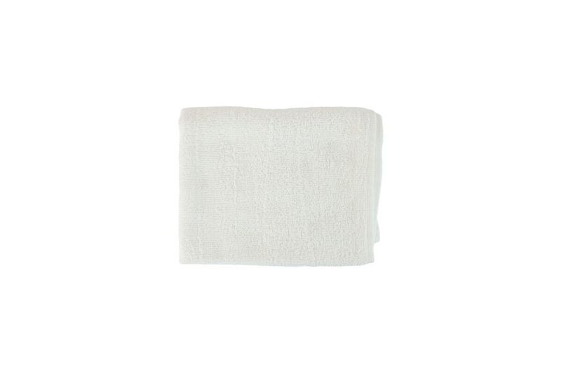 Toalla de mano tejida blanco 16x26 Safdie, doblada en cuadrado sobre fondo blanco
