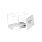 Porta isopos acrílico cromo de 5x4 pulgadas iDesign, organizador transparente con base y tapa de cromo a un lado