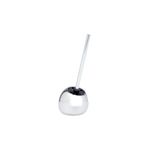 Isopo para baño con base cerámica cromada Wenko, vista frontal del cepillo y su soporte esférico brillante