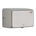 Secador de manos turbo automático Helvex de 1000 W y 120 V en acero inox, vista frontal del equipo