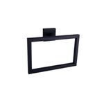 Toallero de aro acero inoxidable negro mate Bishop Canarm, vista frontal en ángulo del soporte rectangular