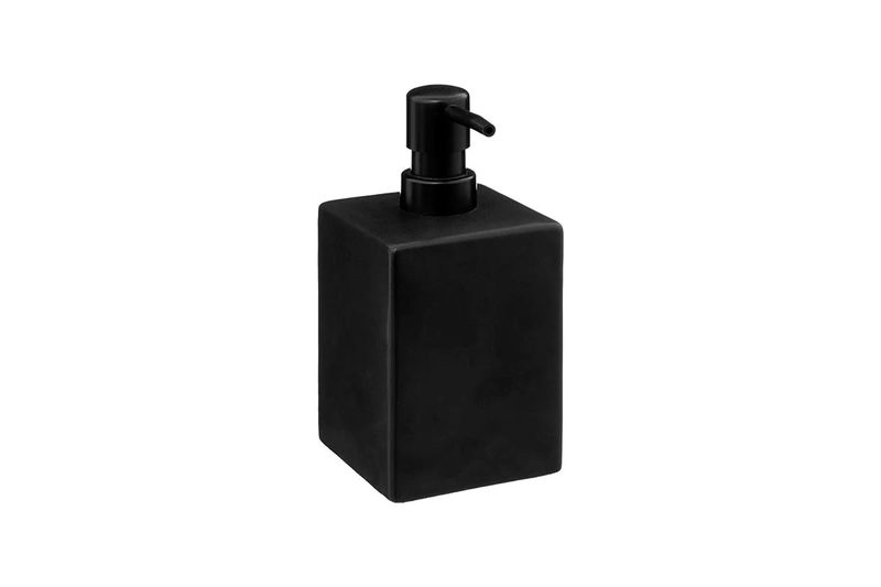 Organizador accesorios para baño Five Simply Smart 5five, dispensador de jabón líquido negro en vista diagonal