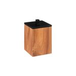 Organizador/accesorios para baño Five Simply Smart 5five, recipiente cuadrado de madera con tapa negra y pomo