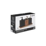 Organizador/accesorios para baño 5five Simply Smart, empaque de cartón negro con ilustración del set de madera y negro