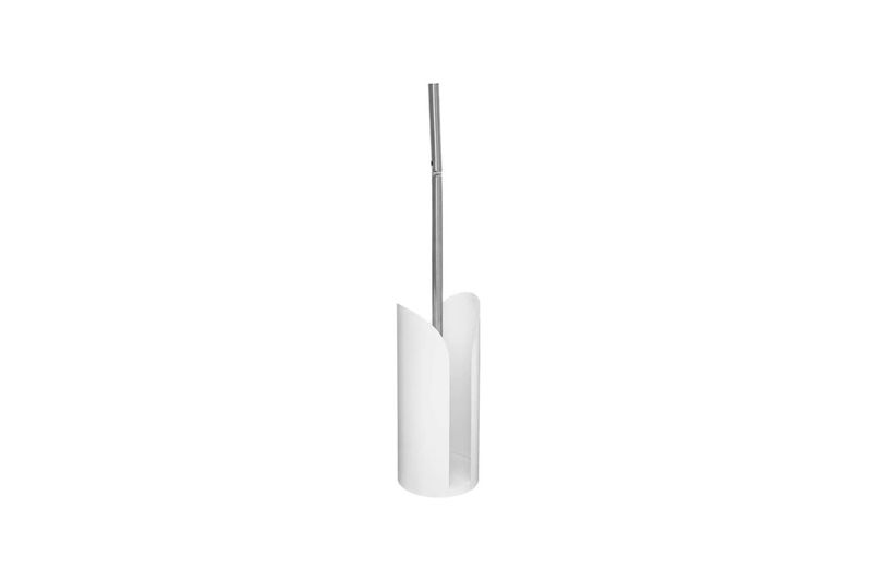 Organizador para papel higiénico blanco metálico 5five Simply Smart, vista frontal del soporte cilíndrico con eje metálico