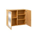 Gabinete doble con espejo bamboo 70 x 20 x 58 cm 5five, vista frontal con puertas abiertas mostrando repisas internas