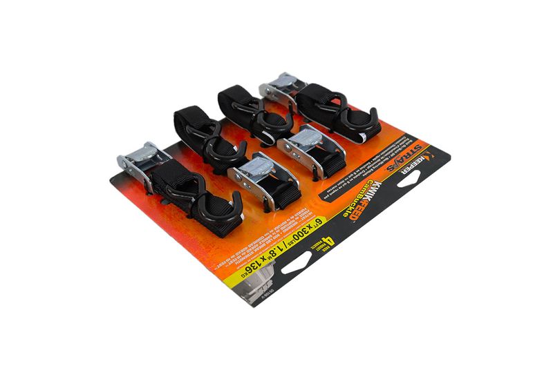 Soga de carga ajustable 6 pies 300 lbs Keeper, set de 4 unidades en empaque de cartón con soporte plástico