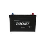 Batería SMF 30HL-102 780 CCA 12V 17P/5.4L Rocket, vista frontal de la batería negra con bornes azul y rojo