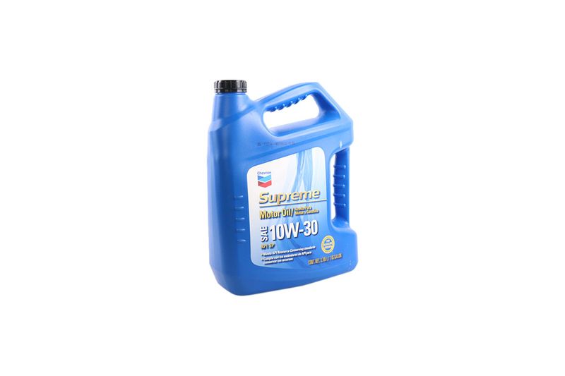 Aceite mineral Supreme SAE 10W30 API SP/SN Plus 1 galón Chevron, envase plástico azul con etiqueta frontal