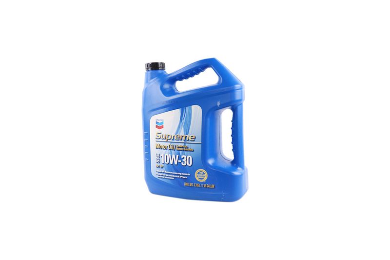 Aceite mineral Supreme SAE 10W30 API SP/SN Plus 1 galón Chevron, envase plástico azul con etiqueta frontal
