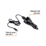 Lámpara recargable 2000 lúmenes alta potencia para auto Truper, adaptador USB para auto con cable de carga tipo USB-C