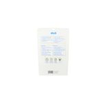 Portacepillo de diente y máquina de afeitar silicone blanco Sttelli, parte posterior del empaque con instrucciones de uso