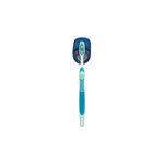 Porta cepillo dientes de succión Sttelli, soporte azul con un cepillo de dientes colocado para mostrar su uso