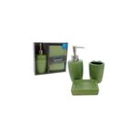Juego accesorios para baño 3 piezas verde cerámica Barbara Homes, dispensador, portaobjetos y jabonera fuera de su caja