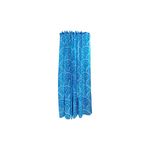 Cortina de baño azul Joy Sttelli, vista frontal desplegada con estampado de semicírculos blancos y azules