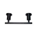 Porta rollo negro mate Contempra Pfister, vista frontal del accesorio metálico cilíndrico sobre fondo blanco