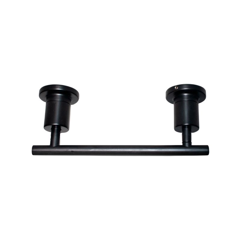 Porta rollo negro mate Contempra Pfister, vista frontal del accesorio metálico cilíndrico sobre fondo blanco