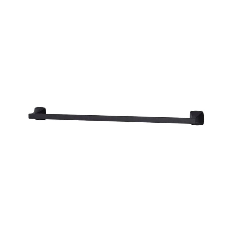 Toallero de barra 24 pulgadas negro mate Venturi Pfister, vista frontal del accesorio sobre fondo blanco