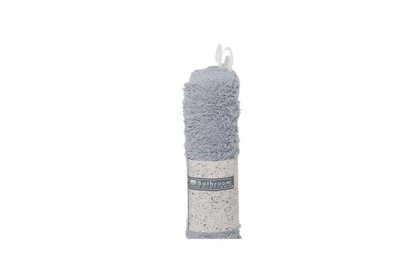 Alfombra de baño surtida 60x90 cm Koopman, enrollada en color gris claro con etiqueta de Bathroom Solutions